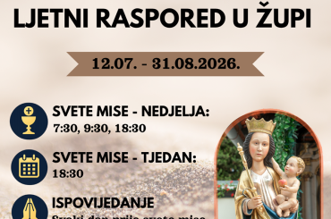 Ljetni raspored u župi