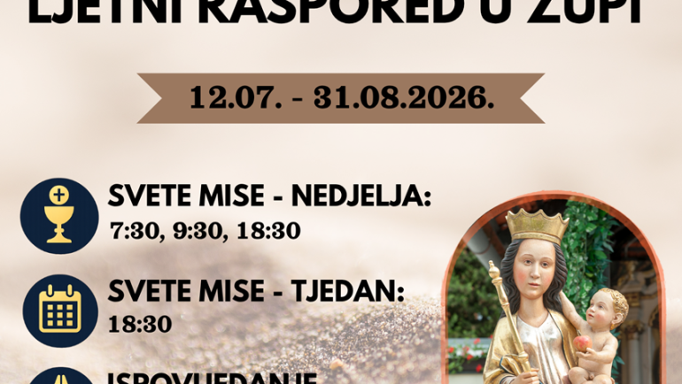 Ljetni raspored u župi